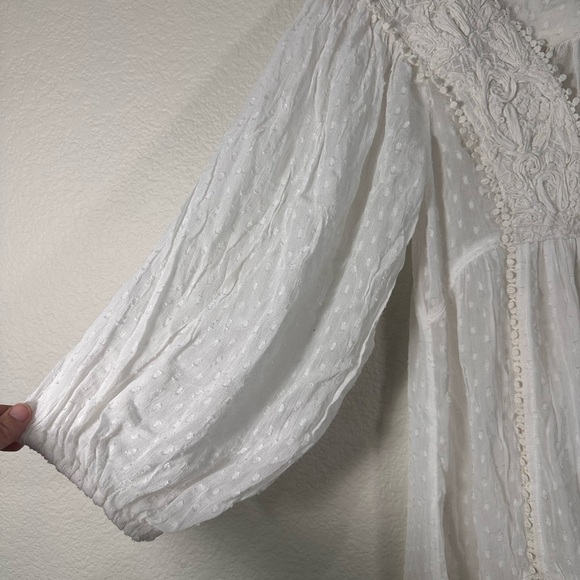 Free People Elegant White Lace Trim Robe Women's XS - Picture 4 of 7